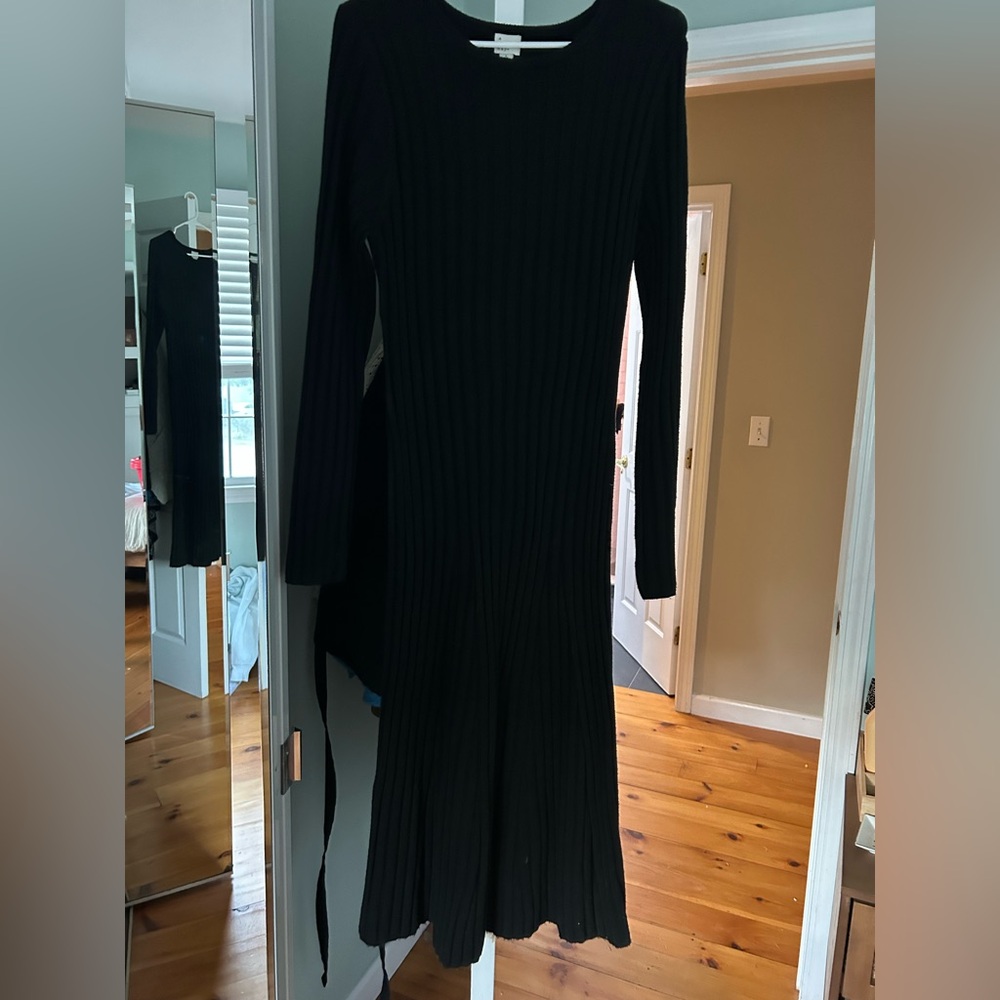 A New Day Black Sheath Dress Mock Neck Long Sleeve
